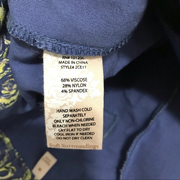 Soft Surroundings Elisabetta Floral Print Gold Detail Pants Style 2CE11 - Picture 7 of 11